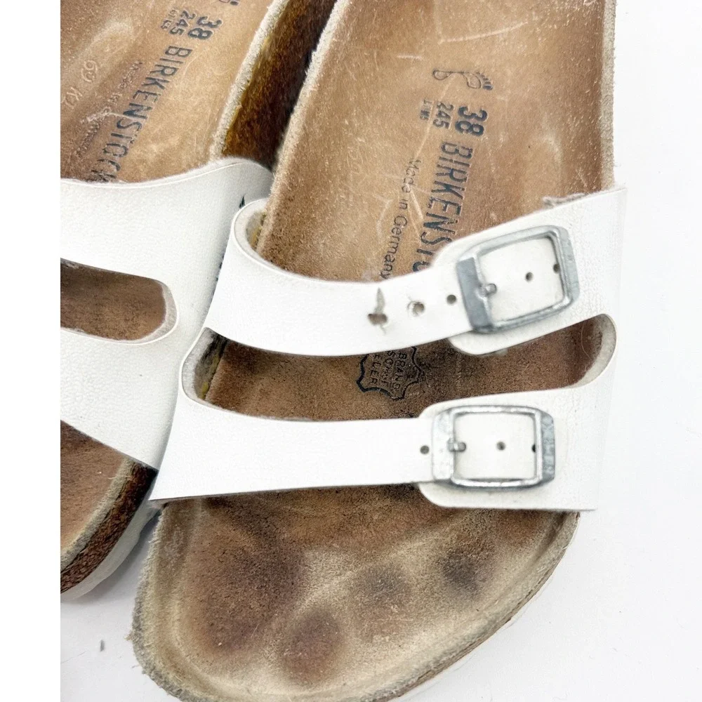 Birkenstock Ibiza White Birko-Flor Two Strap Sandals Womens 38 L7 M5 - Picture 11 of 11